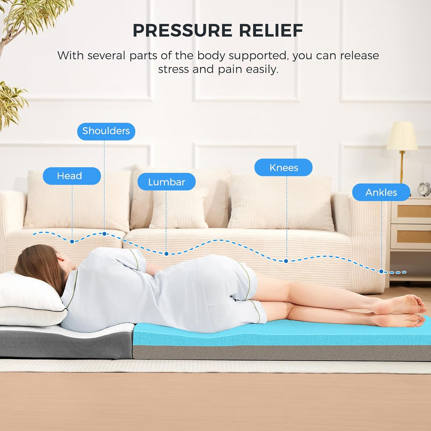 MASVIS Trifold Mattress, 4 Inch Memory Foam Foldable Mattress with Washable Cove