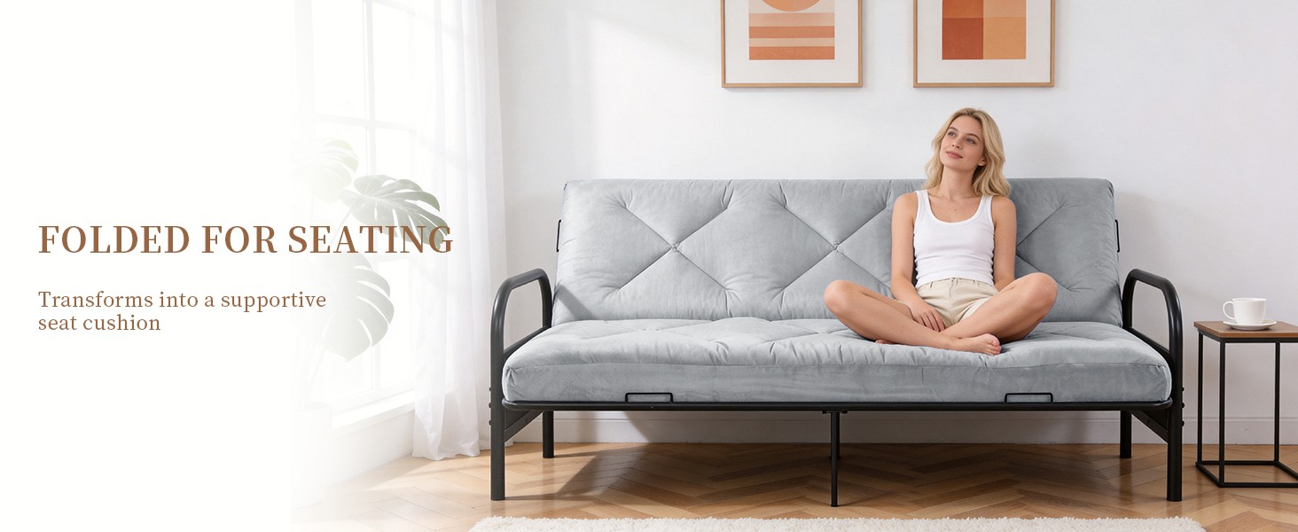 Foldable 6» Full Size Futon Mattr, -Sided Fo Design