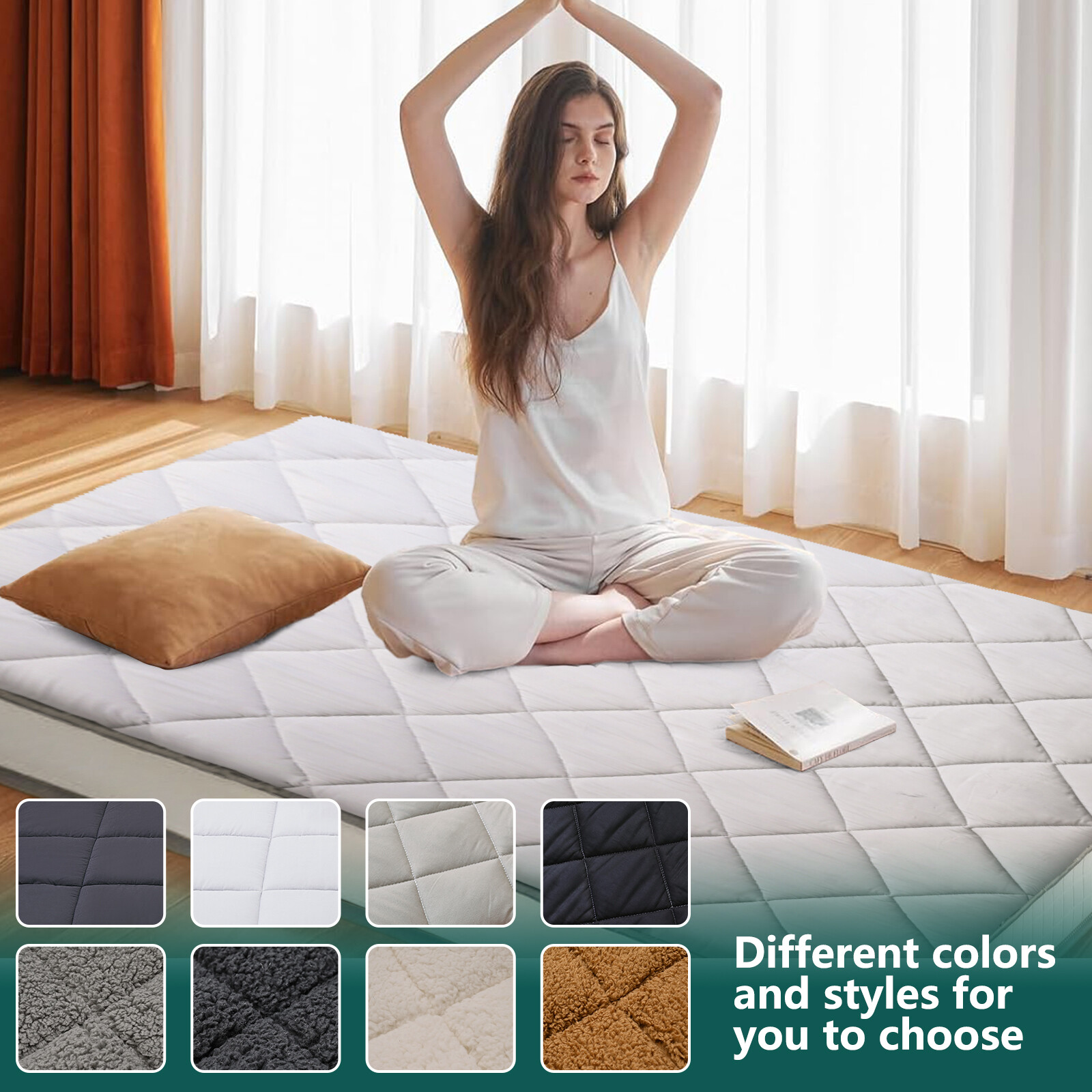 SUNYRISY Japanese Floor Tatami Mattress Mat Foldable Floor Sleep Matter Yoga