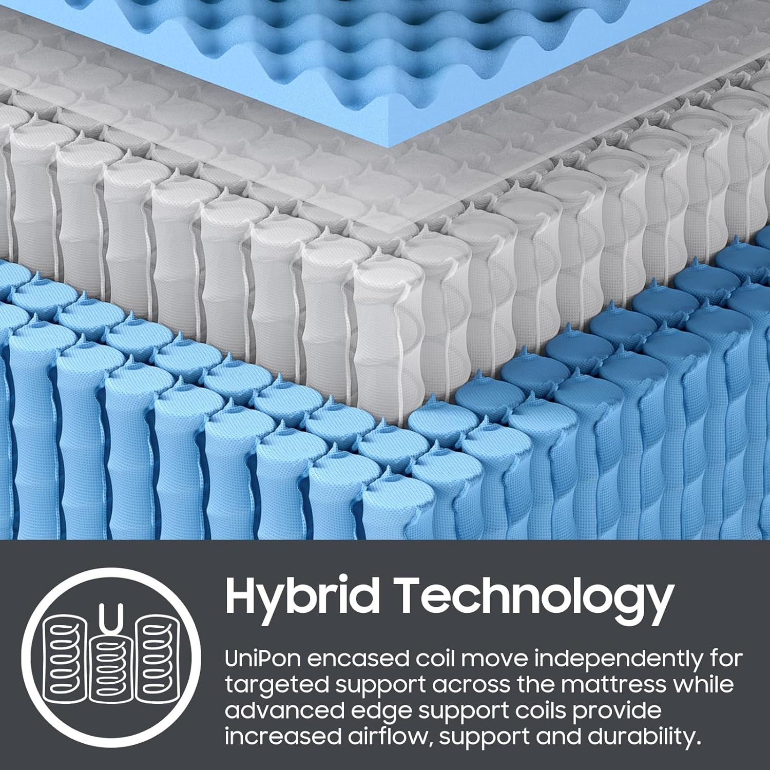 14 inch Firm Mattress Queen, Hybrid Mattress with Back and Lumbar Hip Support,
