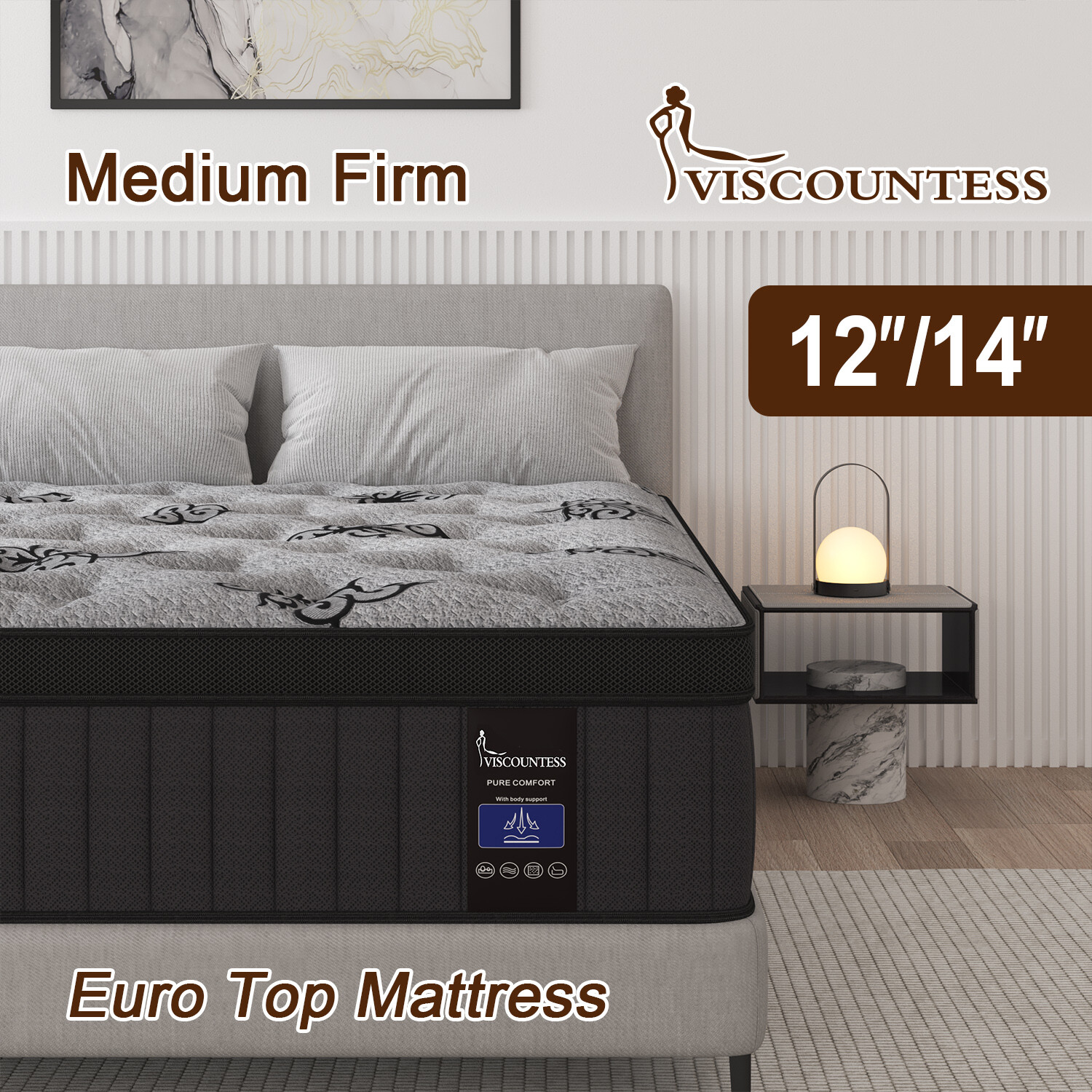 12″14″ Twin Full Queen King Size Mattress in a Box Hybrid Spring Gel Memory Foam