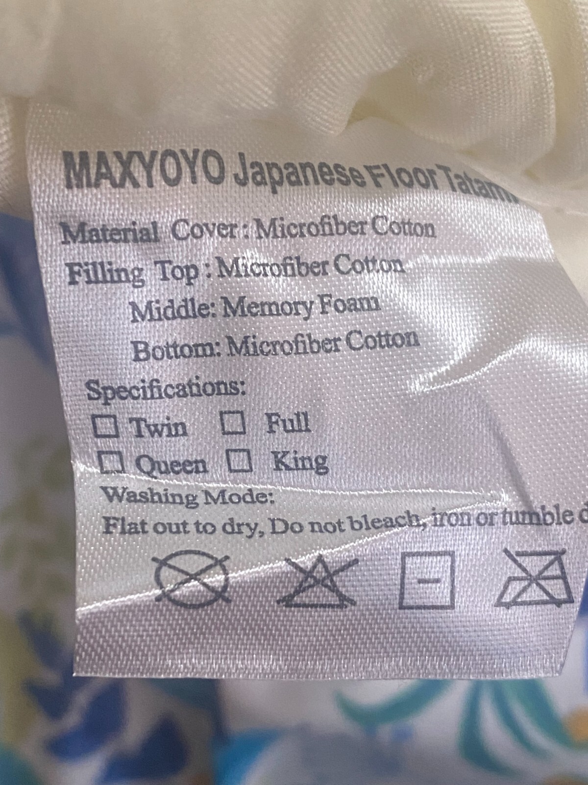 Japanese Floor Mattress Futon Mattress, Tatami Mat Sleeping Pad FULL SIZE.