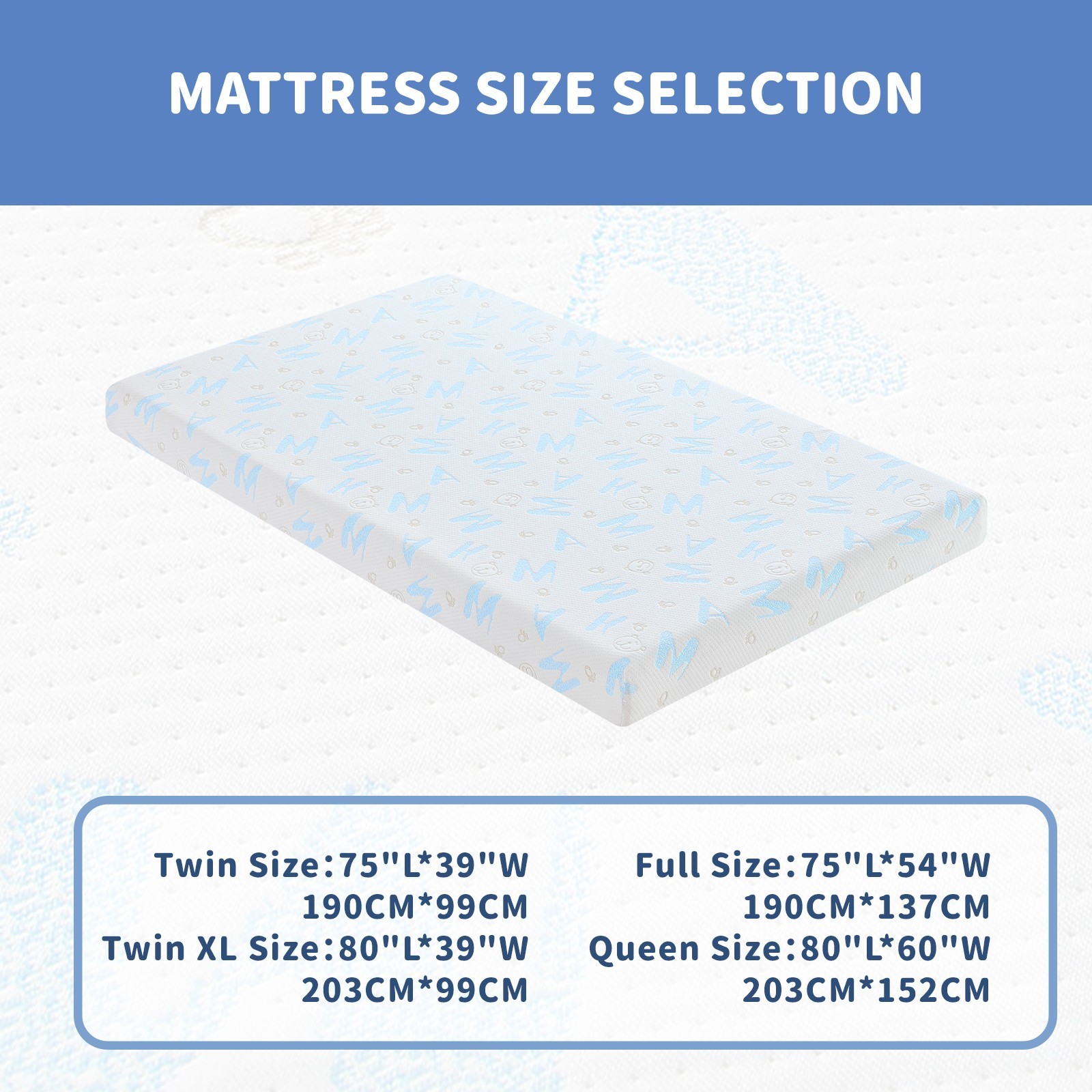 5″ 6″ Twin TwinXL Full Queen Size Gel Memory Foam Mattress with Removable Cover