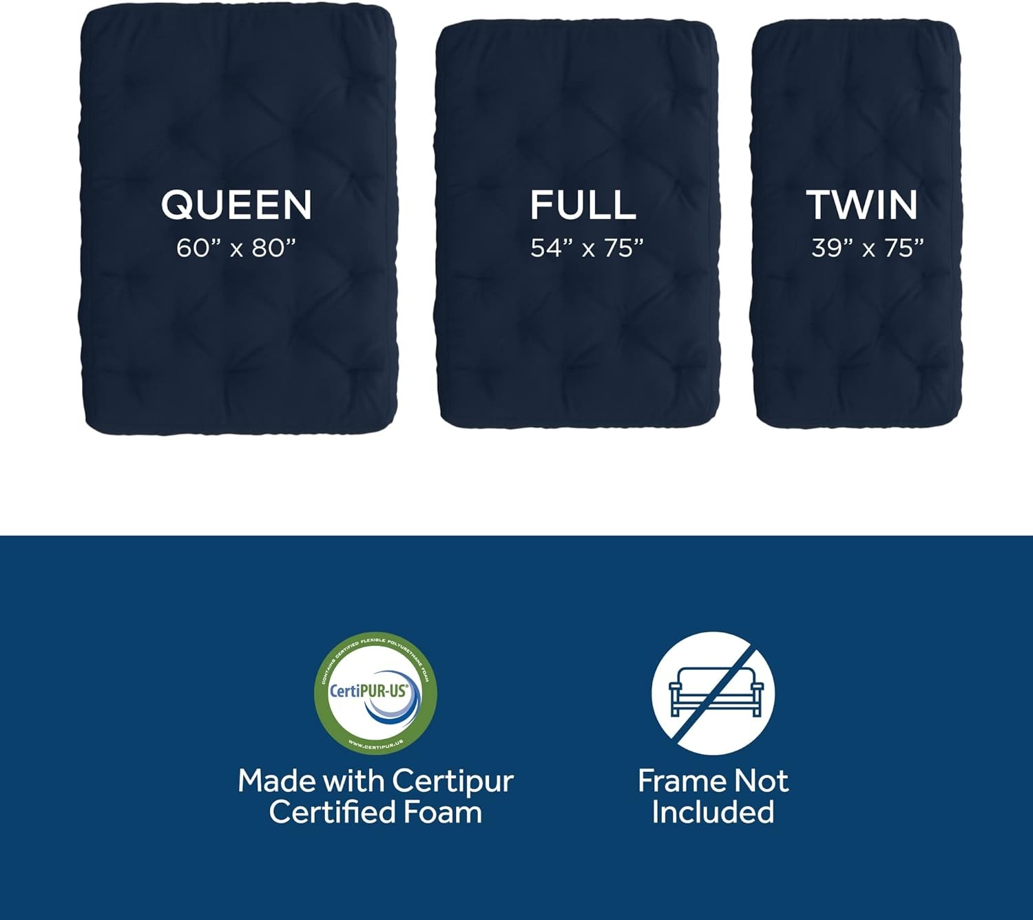 by The Futon Factory | 10 inch Pocket Coil Futon Mattress – Navy Color – Queen