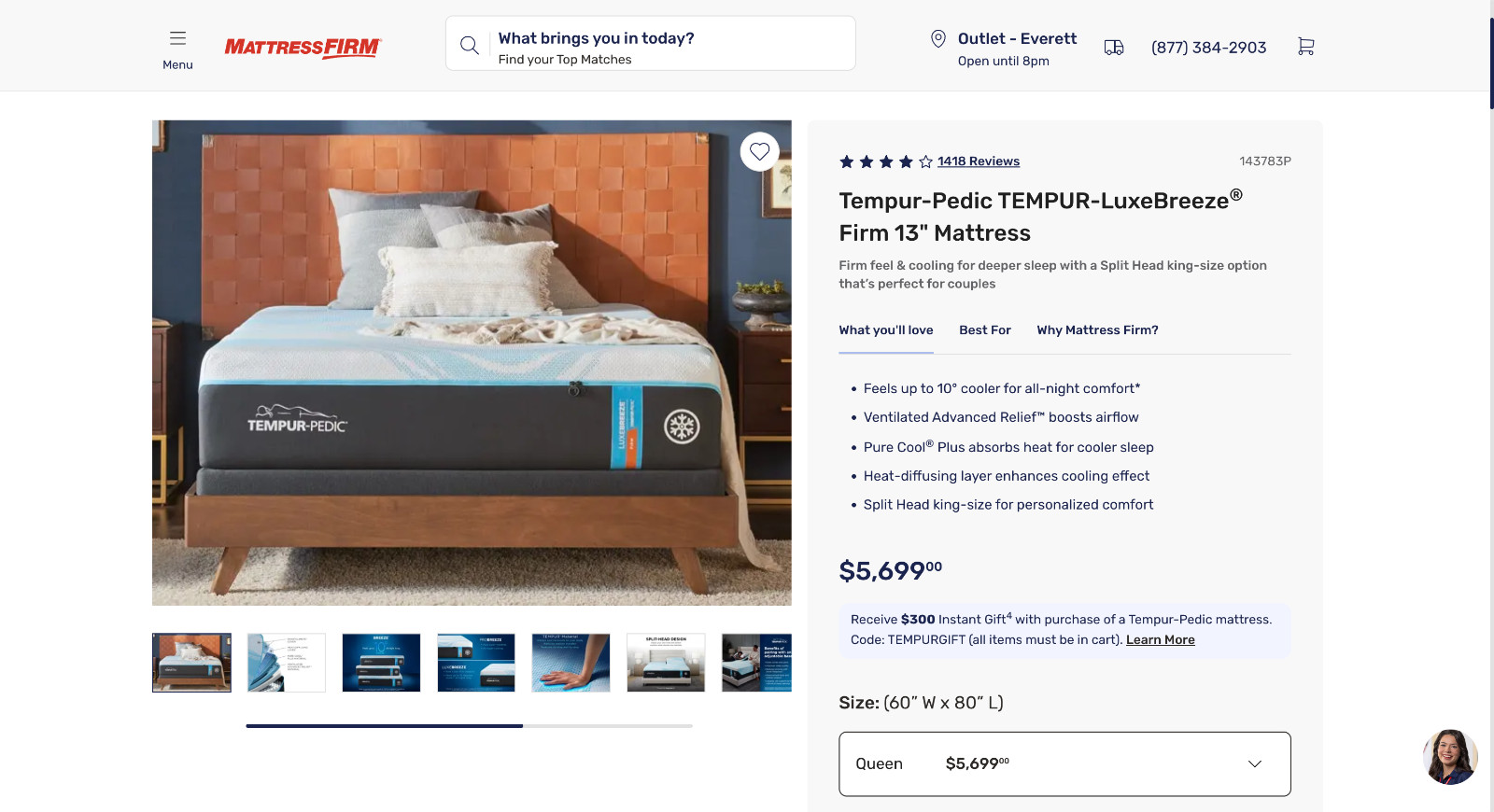 TEMPURPEDIC LUXEBREEZE 2.0 FIRM – QUEEN MATTRESS – BRAND NEW