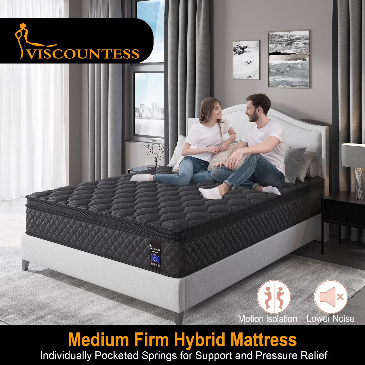 14″ Colchones Queen Size De Espuma 14 Pulgadas Gel Memory Foam Hybrid Mattress