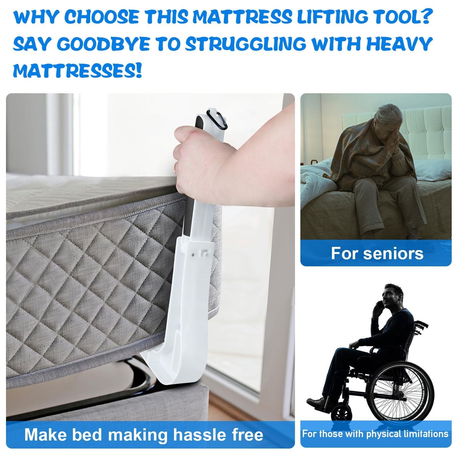 Mattress Lifter Tool for Changing Sheets, Labor Saving Foldable Mattress Elev…