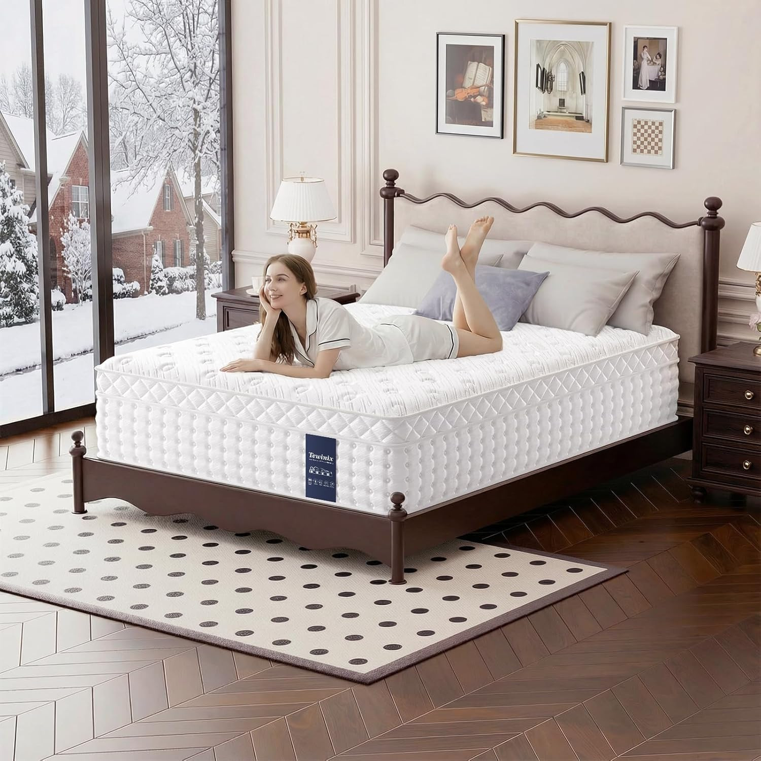 14 Inch Queen Mattress, Plush Hybrid Mattresses with Gel Memory Foam in a Box, I
