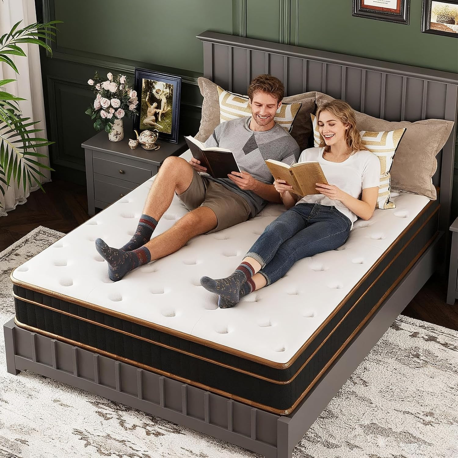 VINGLI 12 Inch Queen Hybrid Memory Foam Mattress in a Box,Individually Wrapped C