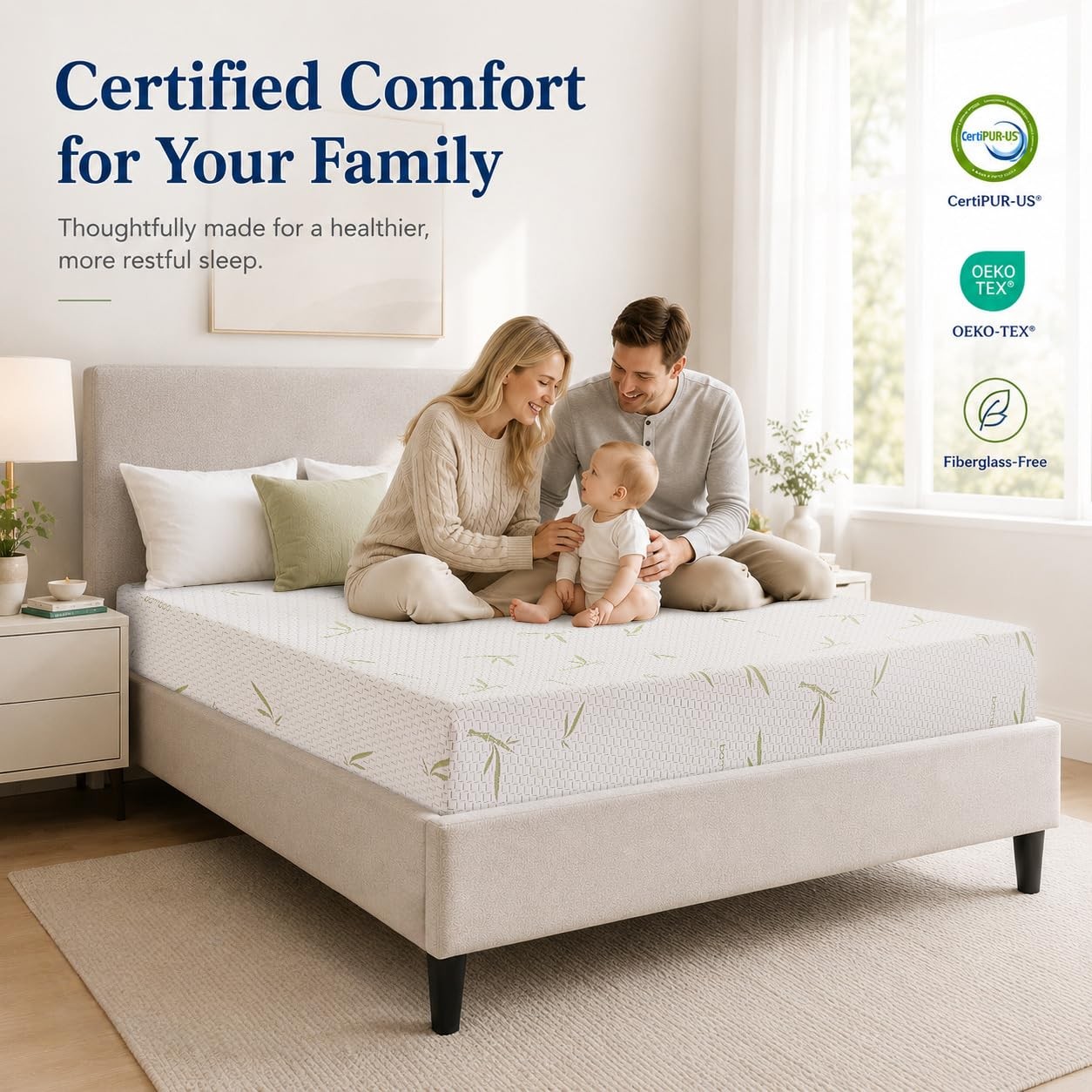 IULULU Twin Mattress 8 Inch Green Tea Gel Memory Foam Mattress Breathable Cover
