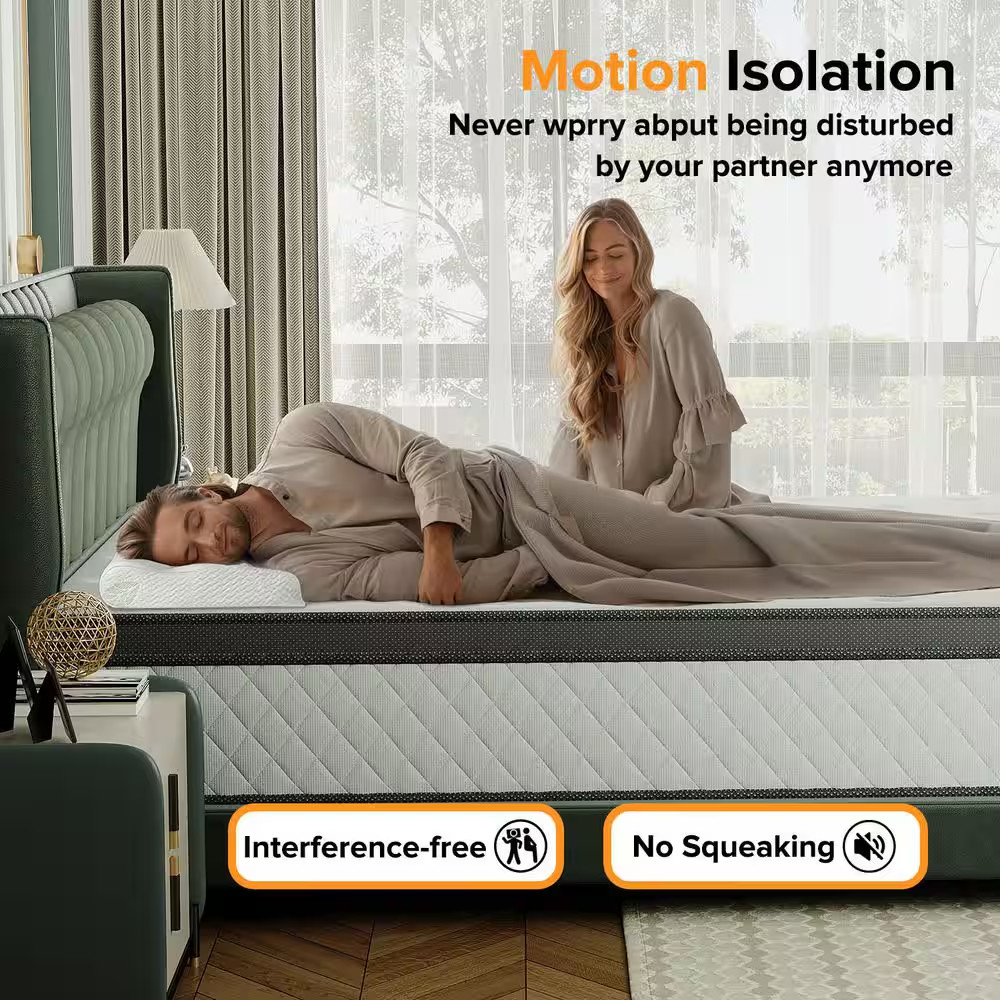 King Size 12 In. Medium Hybrid Memory Foam Mattress with Certipur-Us and Oeko-Te