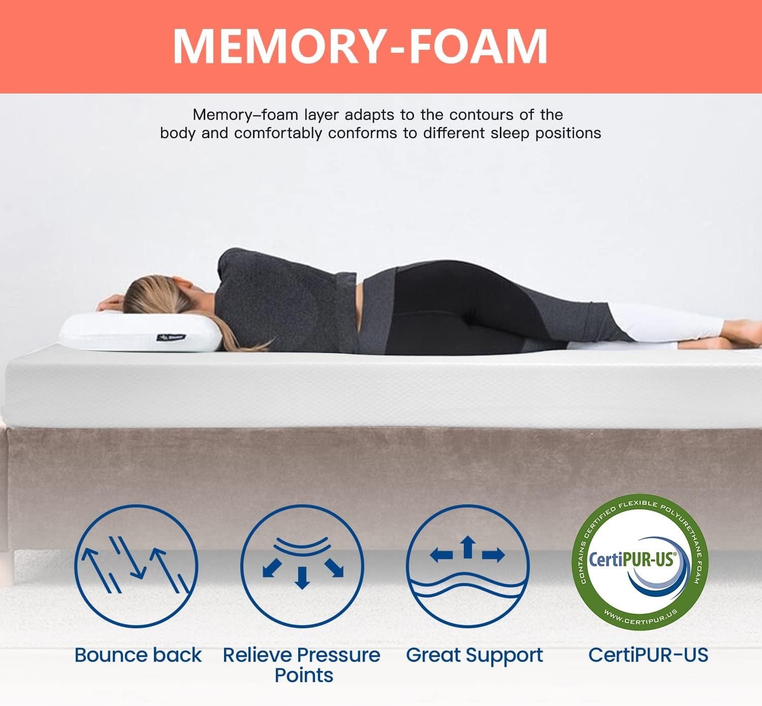 5 Inch Twin Mattress in White – Cooling Gel Memory Foam with Pressure Relief