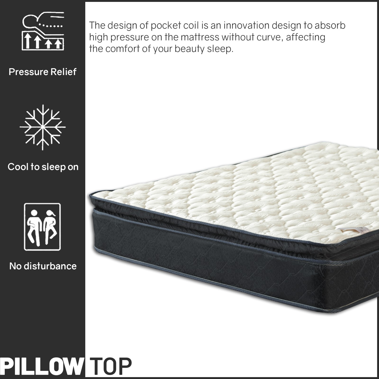 Continental Sleep, 9-Inch Medium Firm Memory Foam Pocket Coil Hybrid Mattress