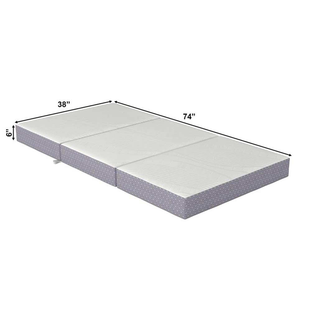 Pemberly Row Modern Twin 6″ Memory Foam Folding Mattress in Gray