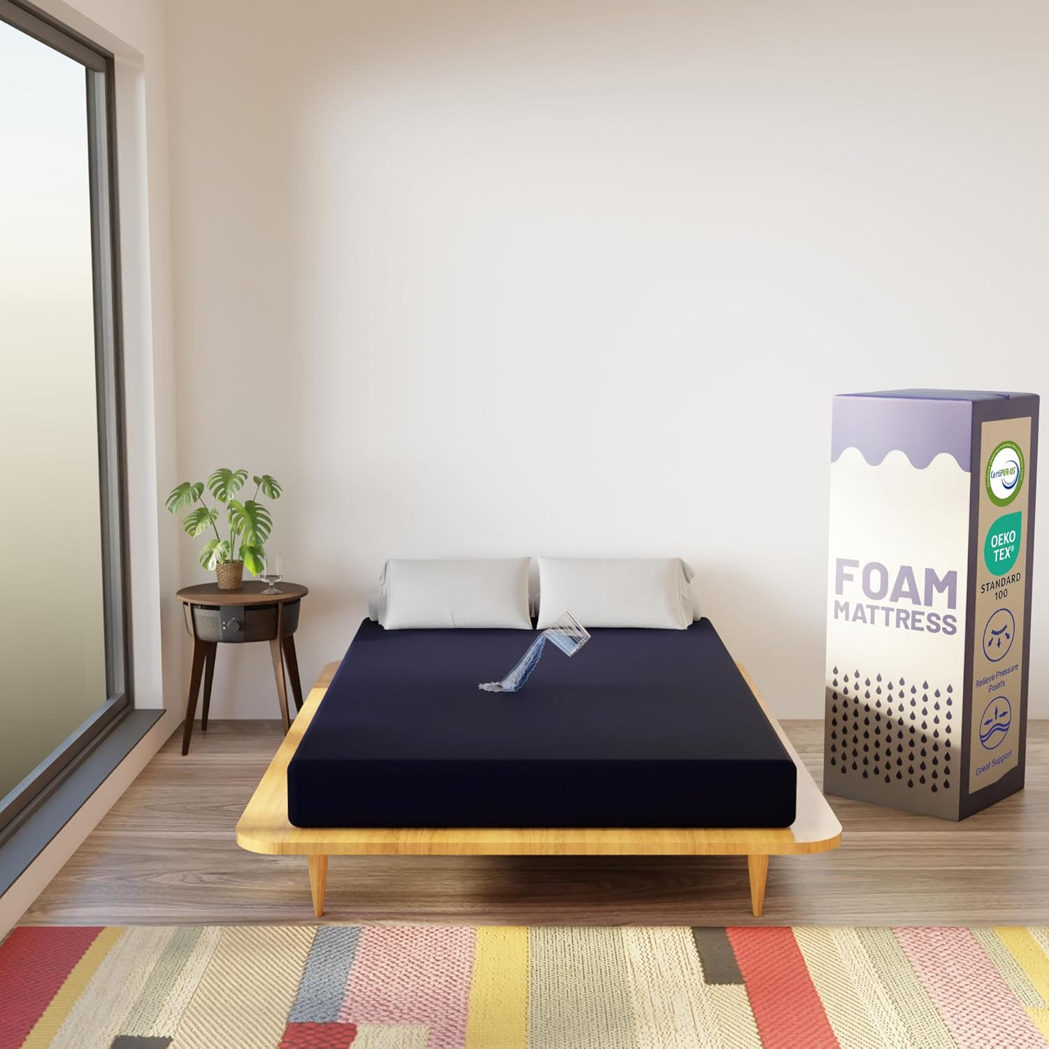9-Inch Medium Firm Waterproof Foam Mattress – Soft, Noiseless, Twin Size, Blue