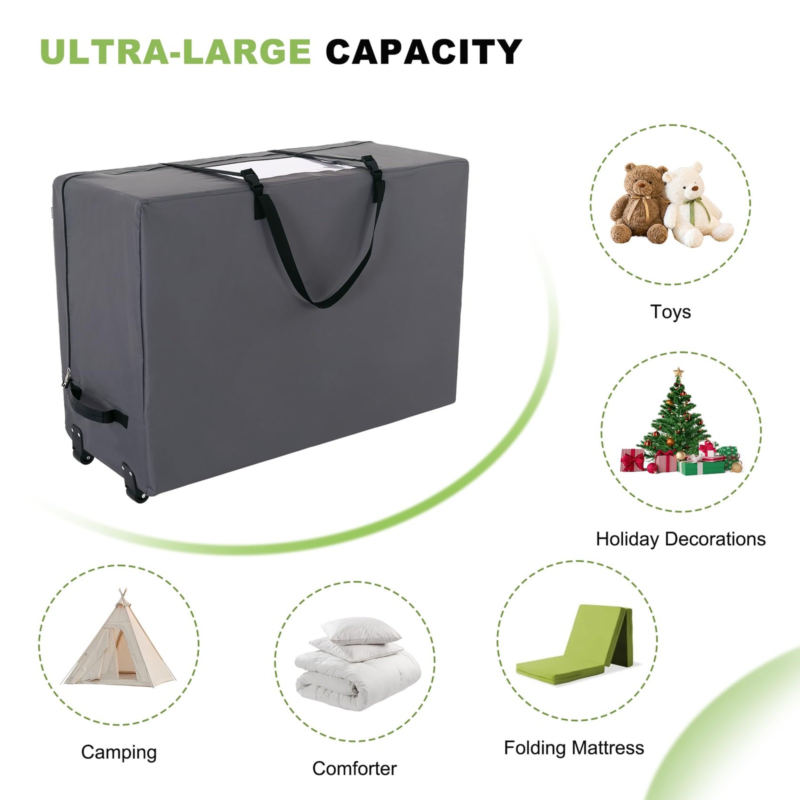 Folding Mattress Storage Bag with Wheels & Handles – 900D Heavy Duty Storage …
