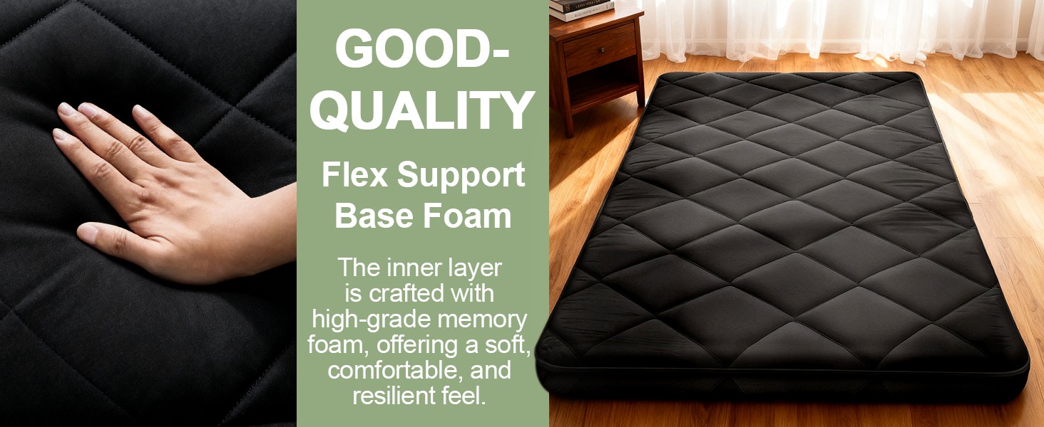 Japanese Futon Floor Mattr Queen Size 60″×80″, 3.9″ Thien 5-Layer