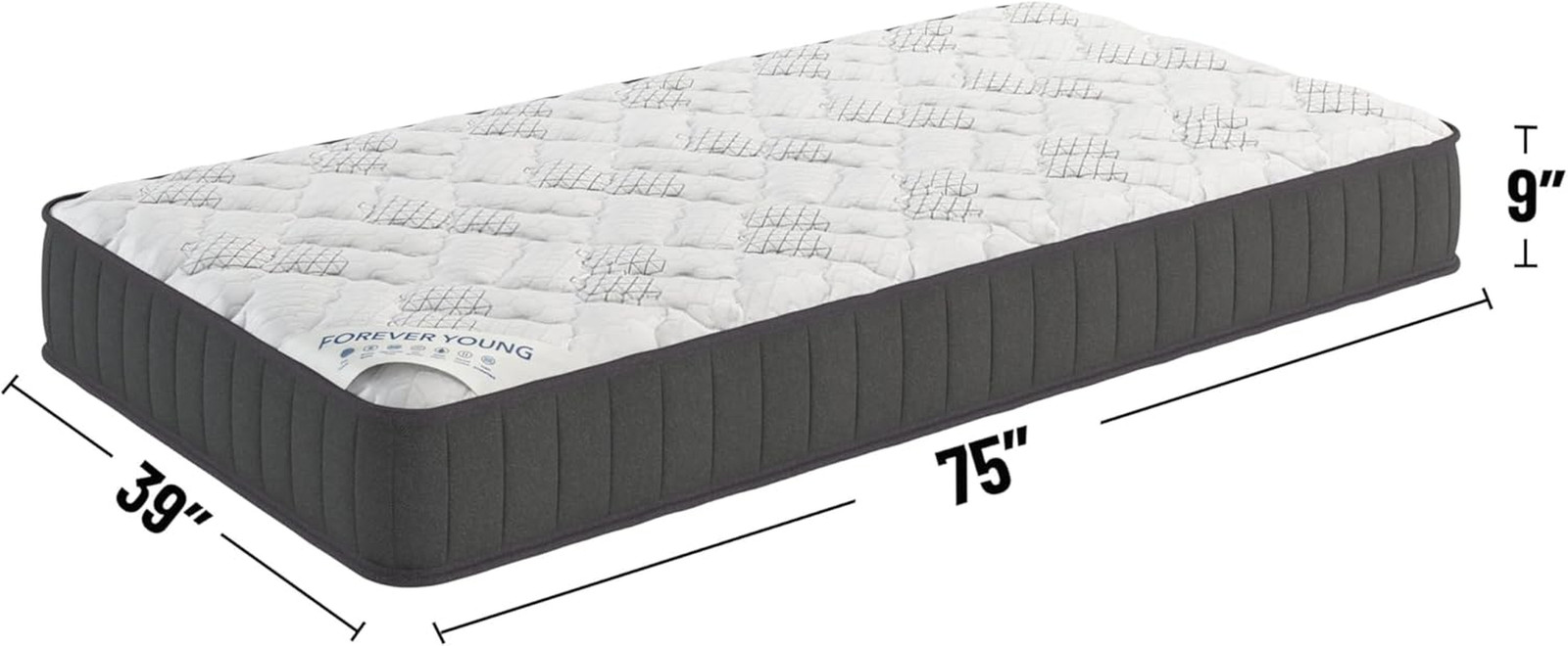 9″ Hybrid Twin Mattress – Firm – Made in USA – Individually Pocketed Coils & Cer