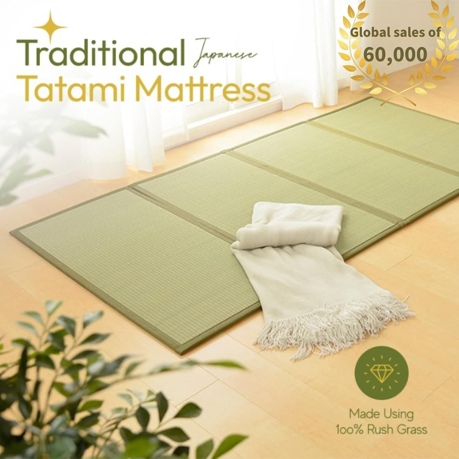 Japanese Traditional Tatami Mattress, Igusa Rush G