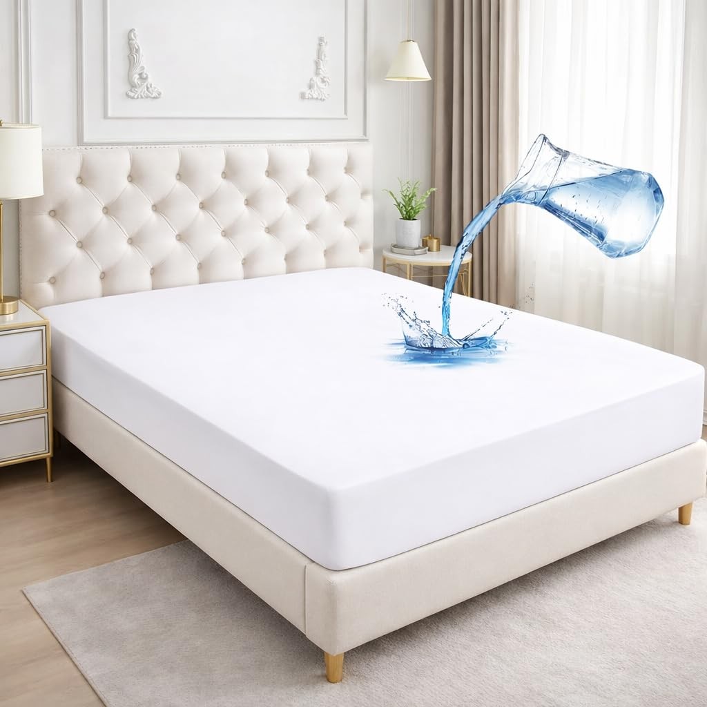 Comfort Beddings 100% Organic Cotton Mattress Protector Queen Queen, White