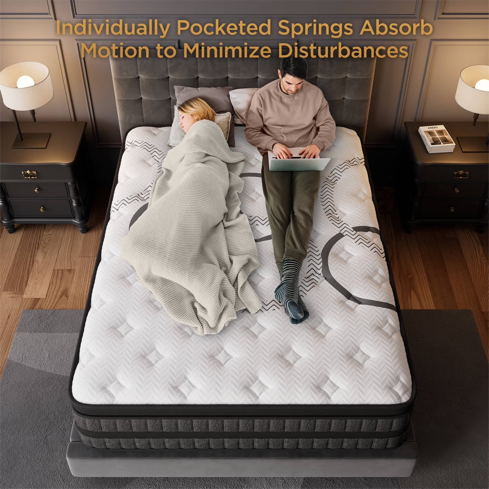 12″ Colchon KING Gel Memory Foam Hibrido Cama King Mattress Medium Firm Hybrid