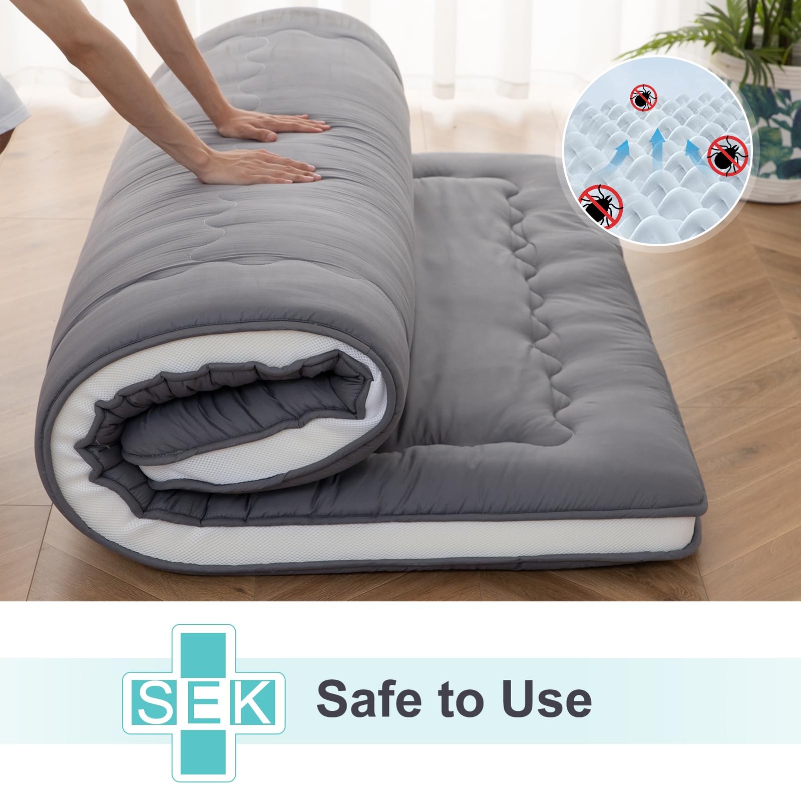 Japanese Floor Mattress, 4″ Japanese Futon Mattress, Foldable & Portable Shik…