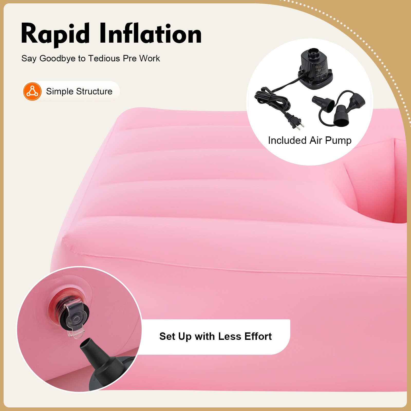 Foldable Inflatable Mattress w/ Reusable Electric Air Pump Post Surgery Recovery