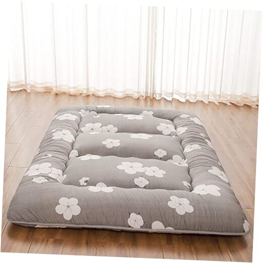 Japanese Floor Mattress, Twin（80″L x 39″W） Grey Cotton ( 4″th + Dust Cover ）