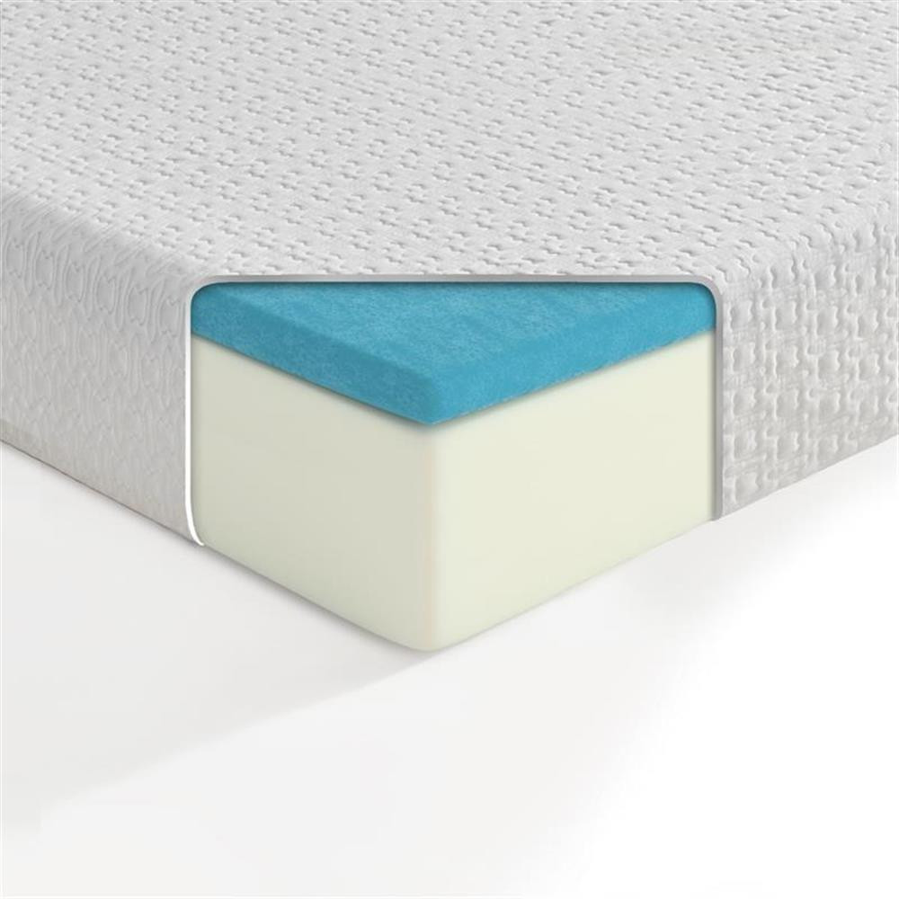 Pemberly Row 8″ Modern Fabric Queen Gel Memory Mattress in White