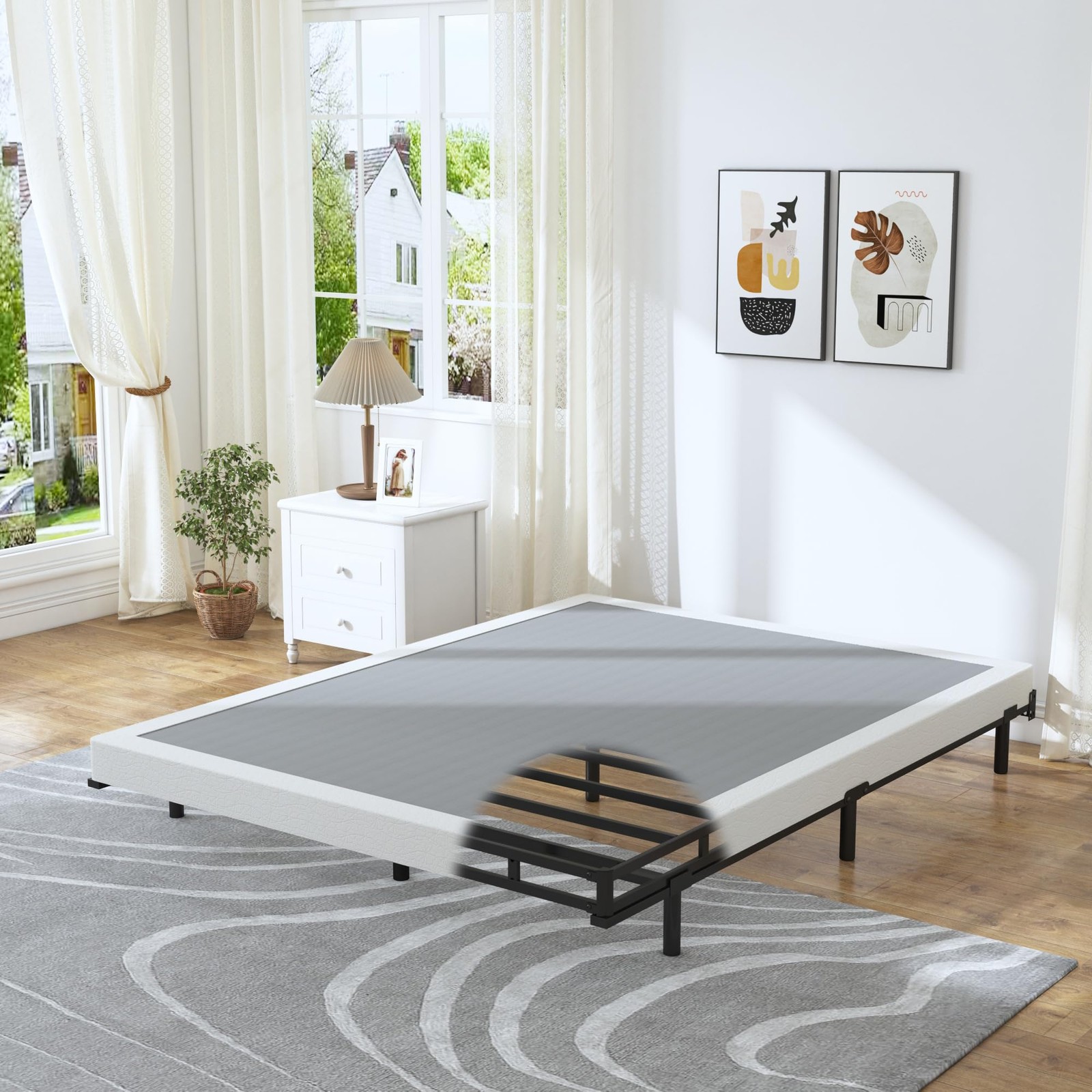 HOBINCHE 4 Inch Box Spring for Queen Bed Base, Low Profile Queen, 4