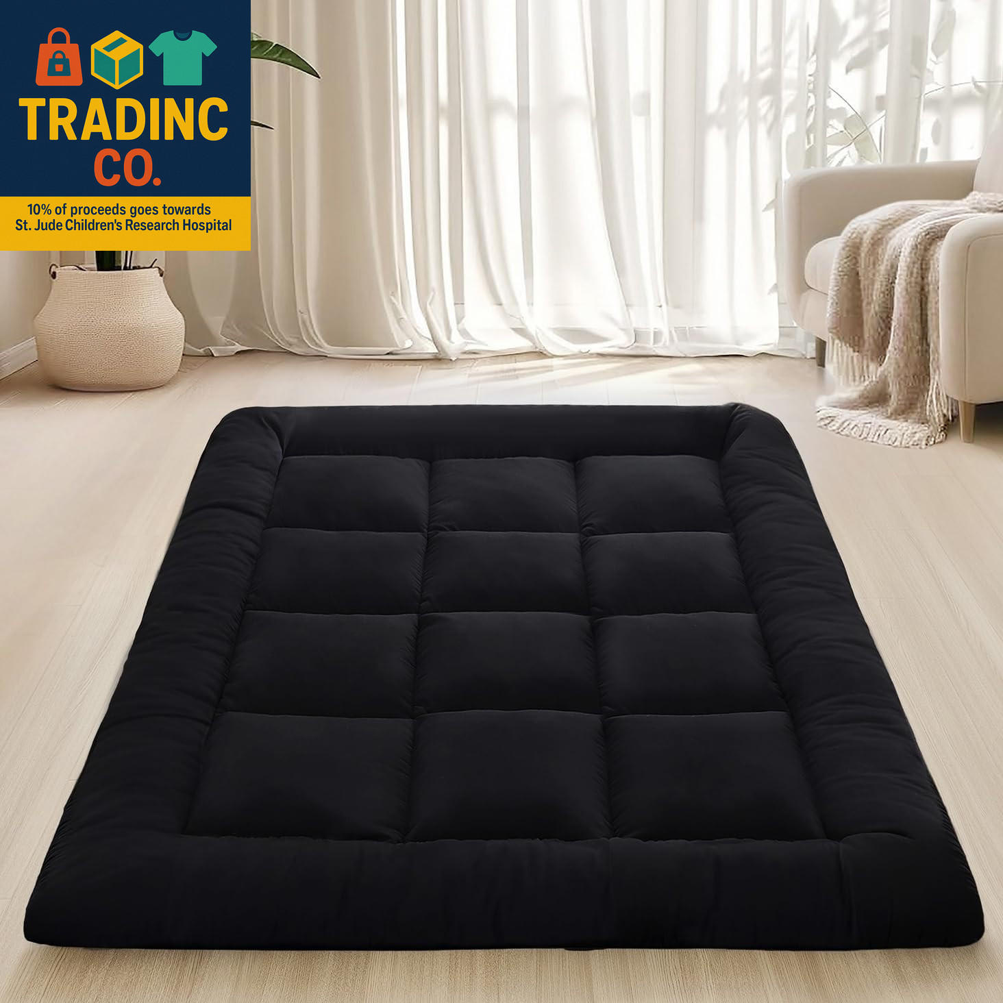 Portable Japanese Futon Mattress – 3″ Foldable Tatami Floor Mat