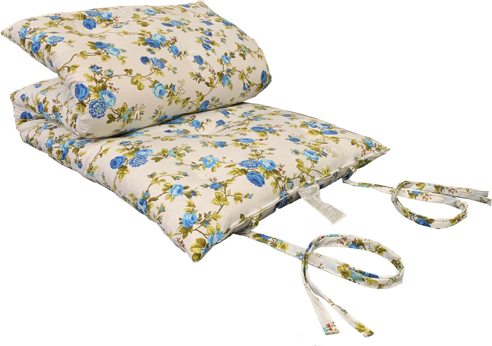 Twin Japanese Floor Rolling Futon Mattresses, Cotton Pads 3 x 39 x 80 Blue Rose