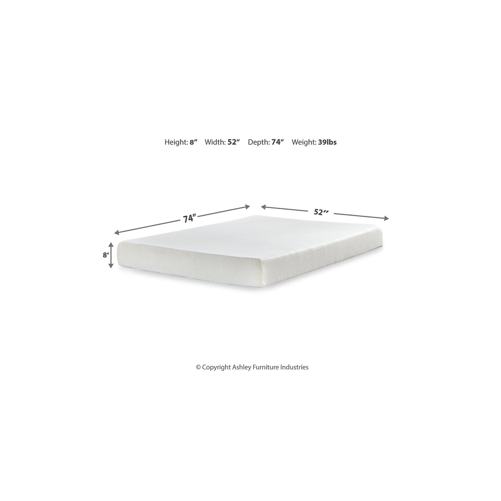 Signature Design by Ashley Chime 8 Inch Memory Foam Full Mattress in a Box White