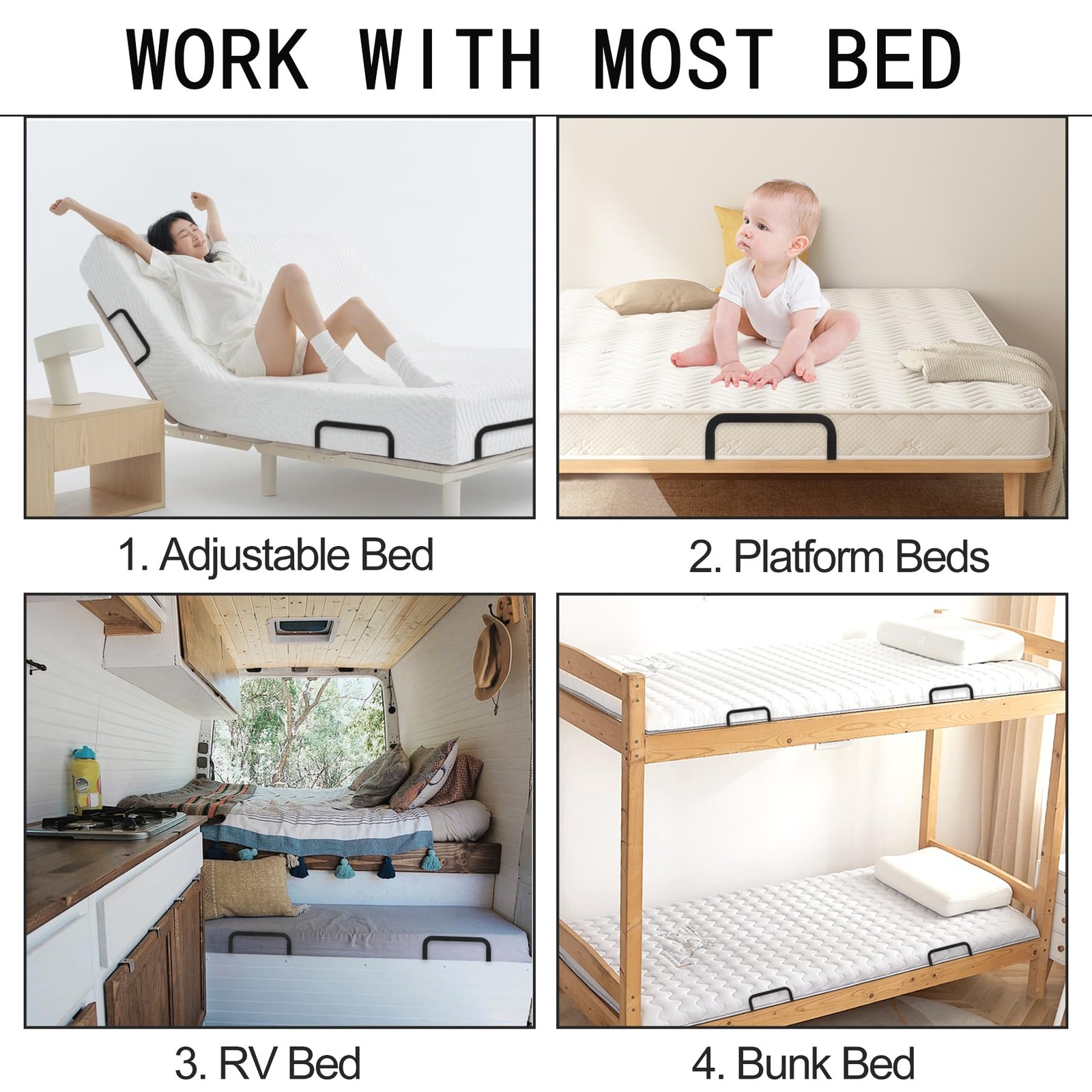 3 Pack Mattress Retainer Bar Holders for Platform and RV Bed Frames