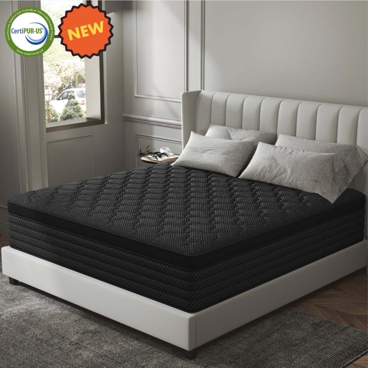 12″ Twin Colchon Pocket Spring Mattress Hybrid Twin Cama Mattress Euro Top Black
