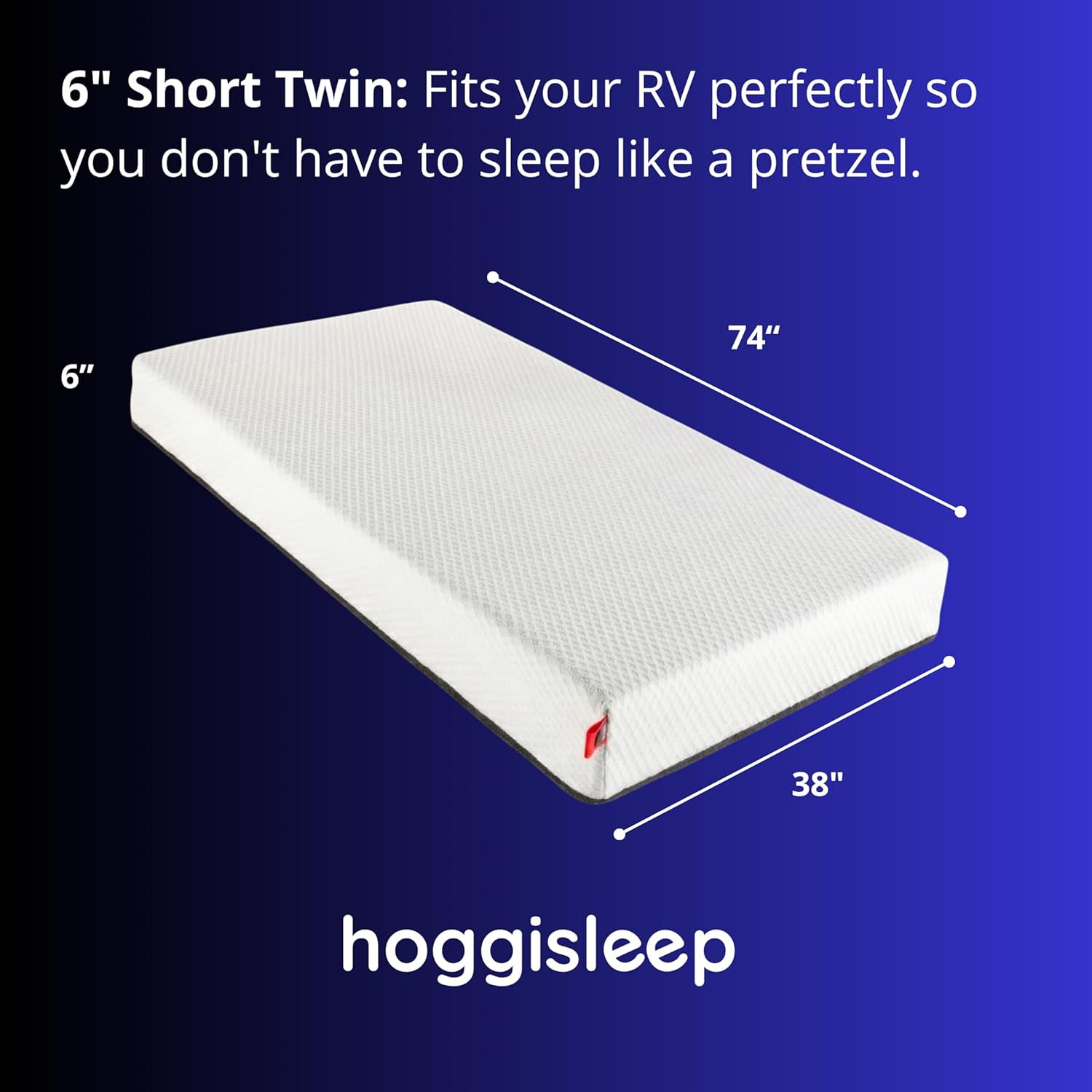 Short Twin Mattress – 6 Inch RV Mattress – 38X74, Aquasoft Memory Foam, Medium F