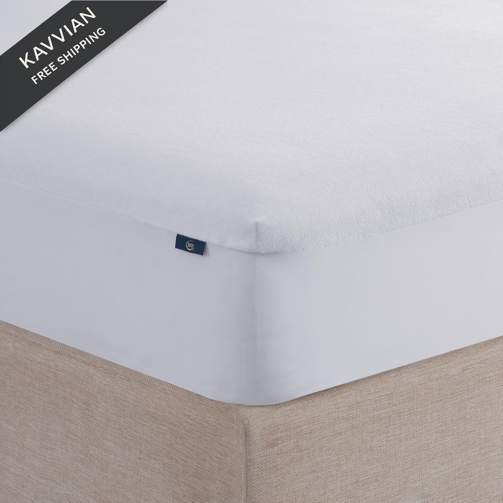 Serta Soft Top Mattress Cover, 60″ x 80″ Odor-Preventing and Queen, White