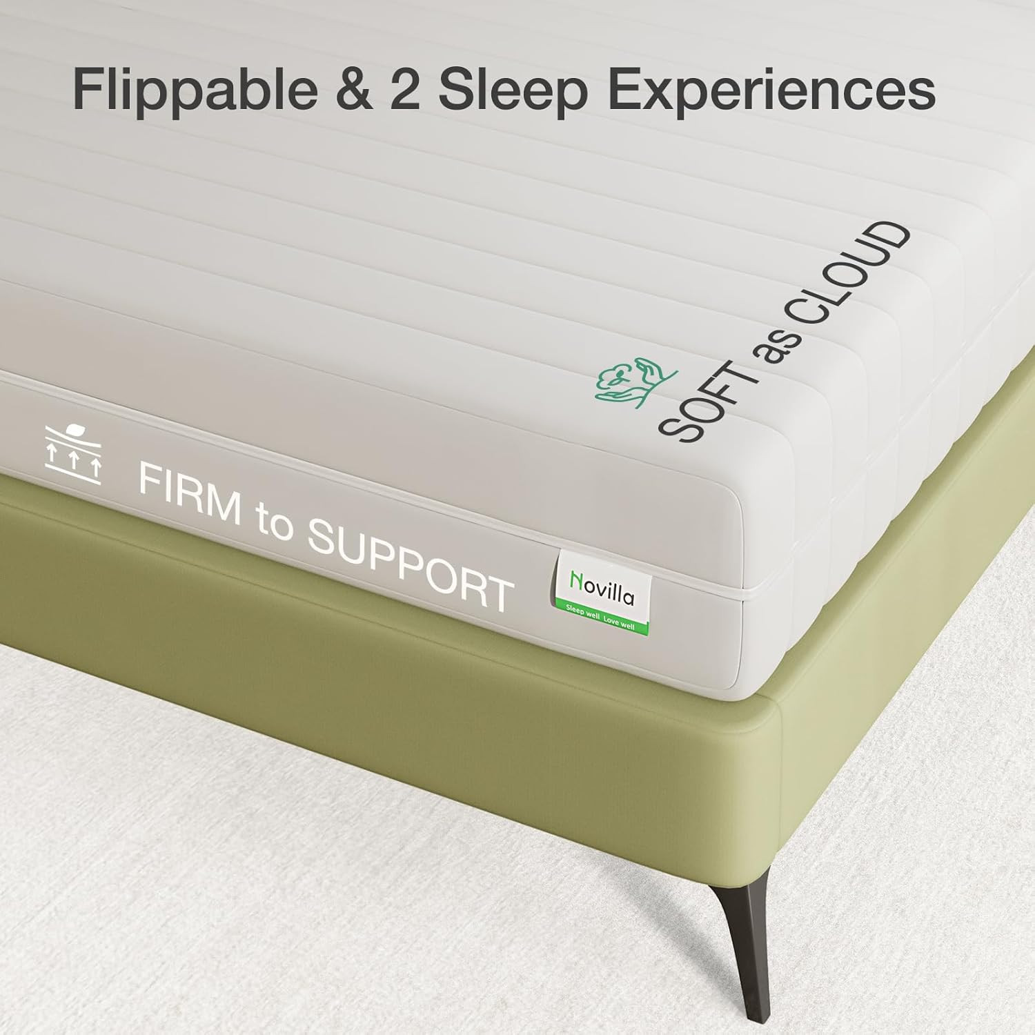 10 Inch Flippable Full Size Foam Mattress for Back & Side Sleepers