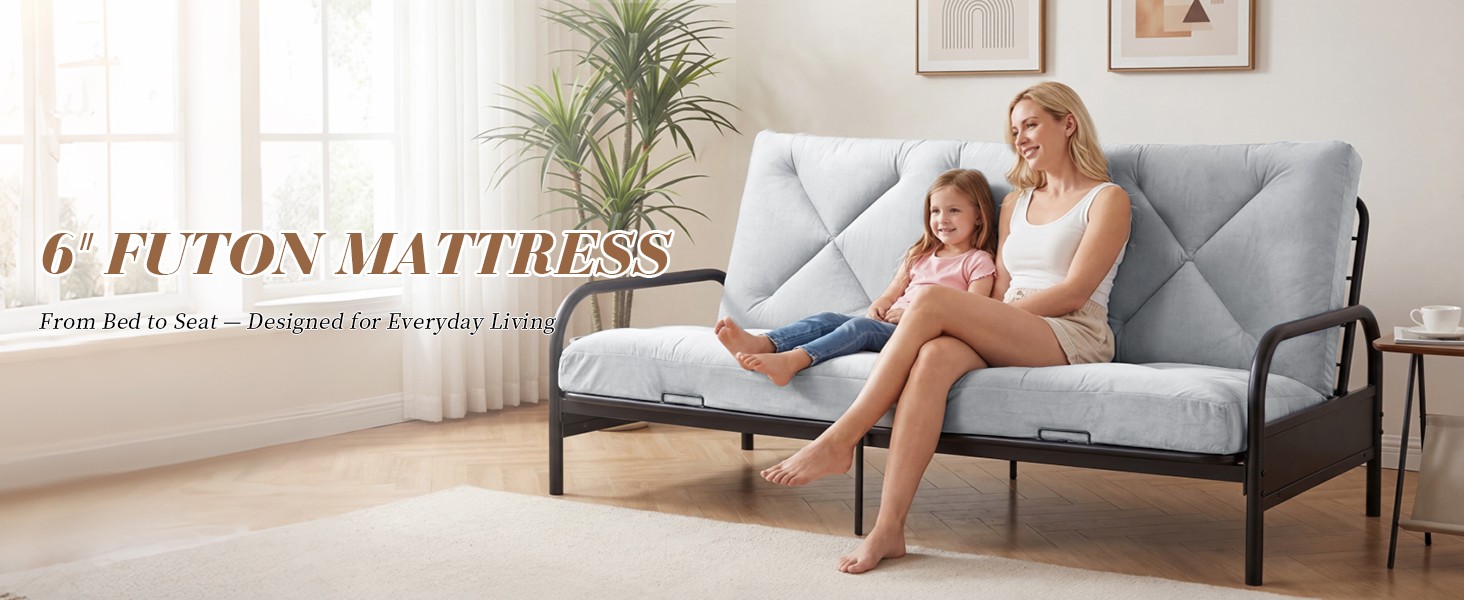 Foldable 6» Full Size Futon Mattr, -Sided Fo Design