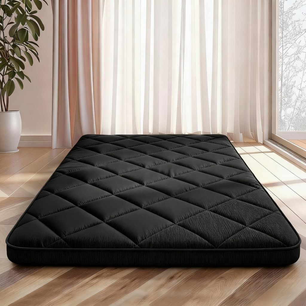 Japanese Futon Floor Mattress Queen Size 60″×80″, 3.9″ Thicken 5-Layer Japane…