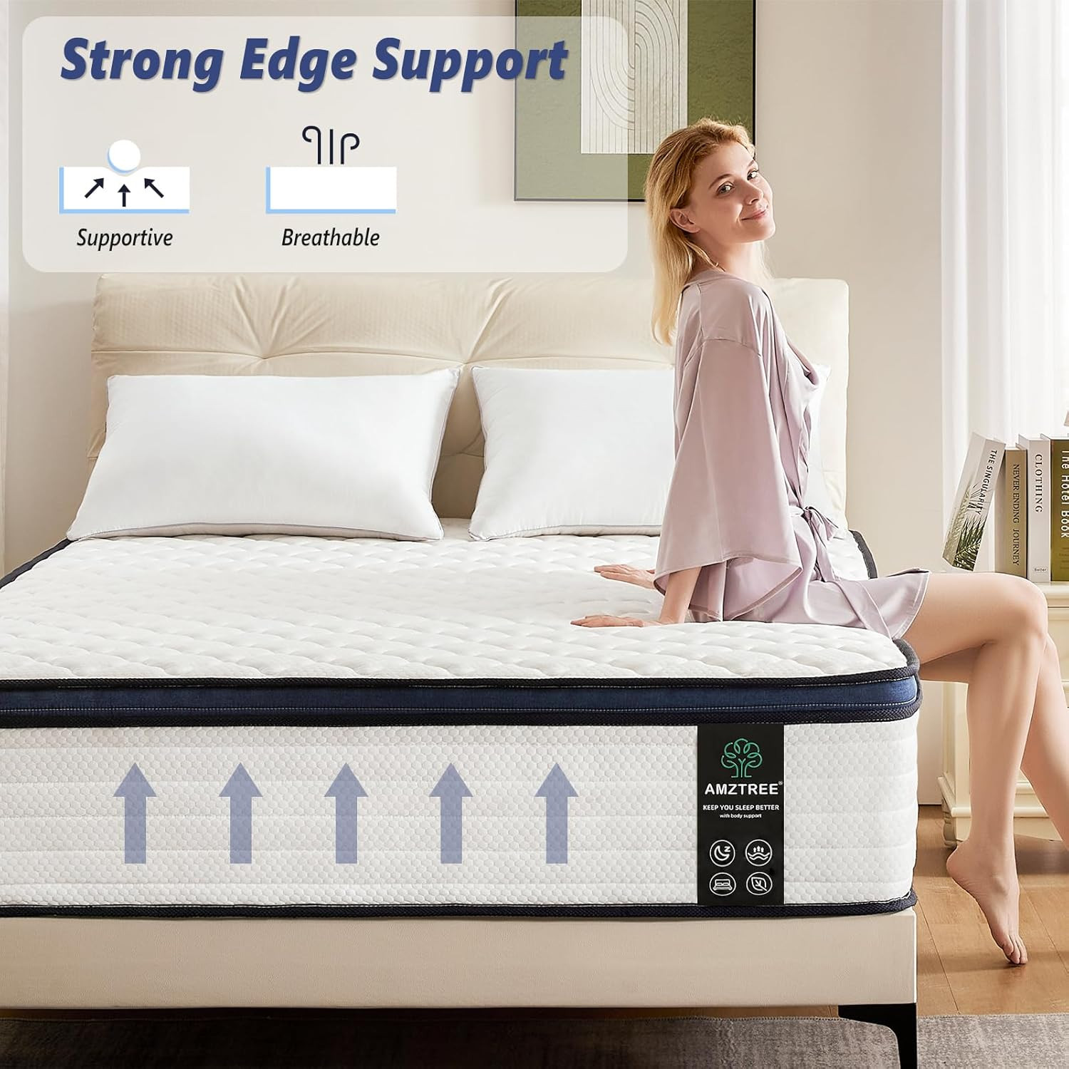 Queen Mattress 14 Inch Queen Size Mattresses – Memory Foam & Pocket Coils Spring
