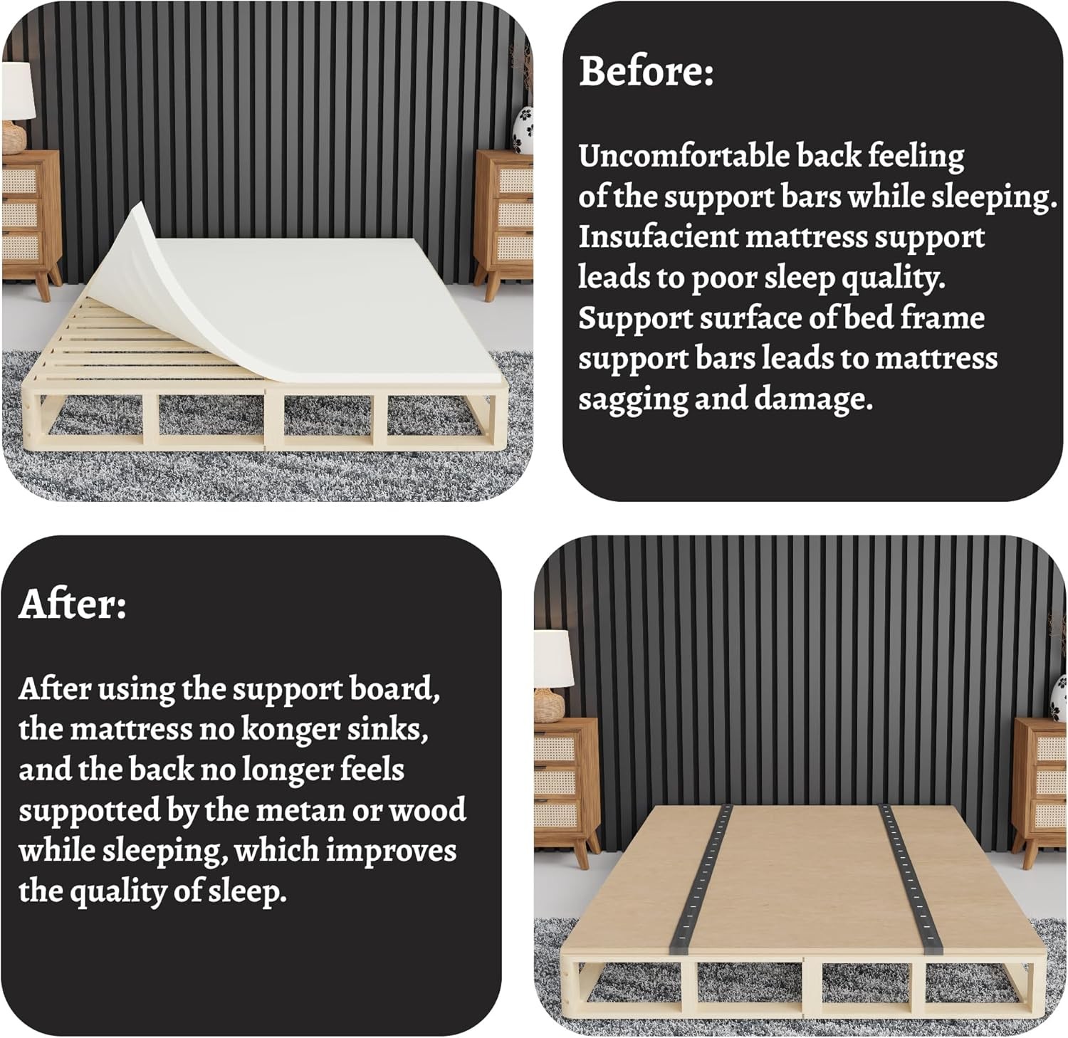 , Folding Bunkie Board – Low-Profile 74″ x 37.5″ Mattr Support