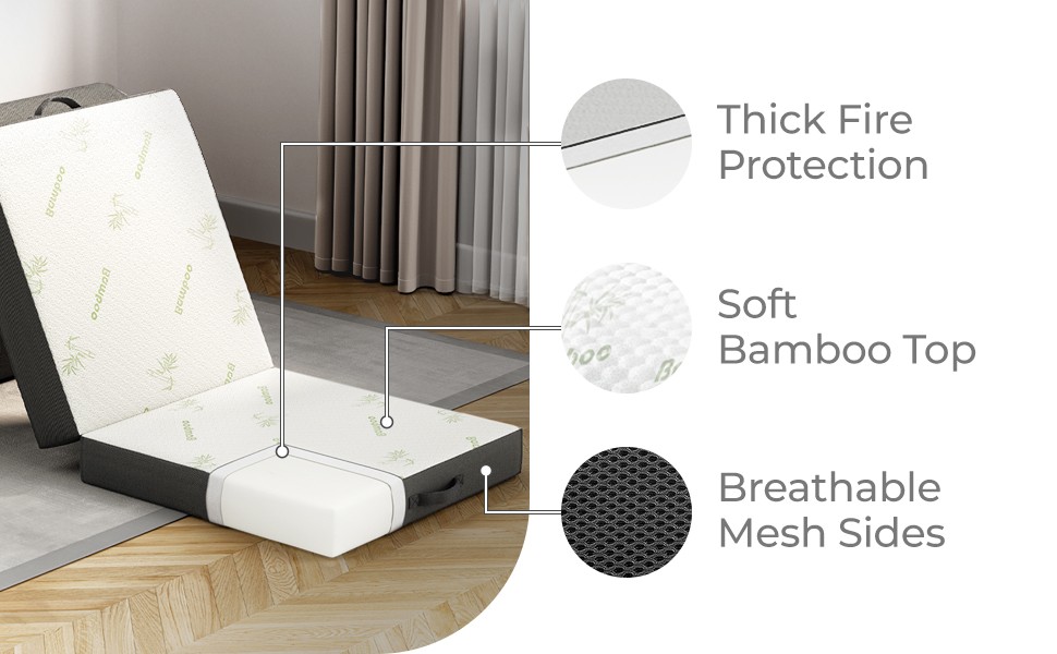 Folding Mattr Full Size for Floor and Traveling with Removable