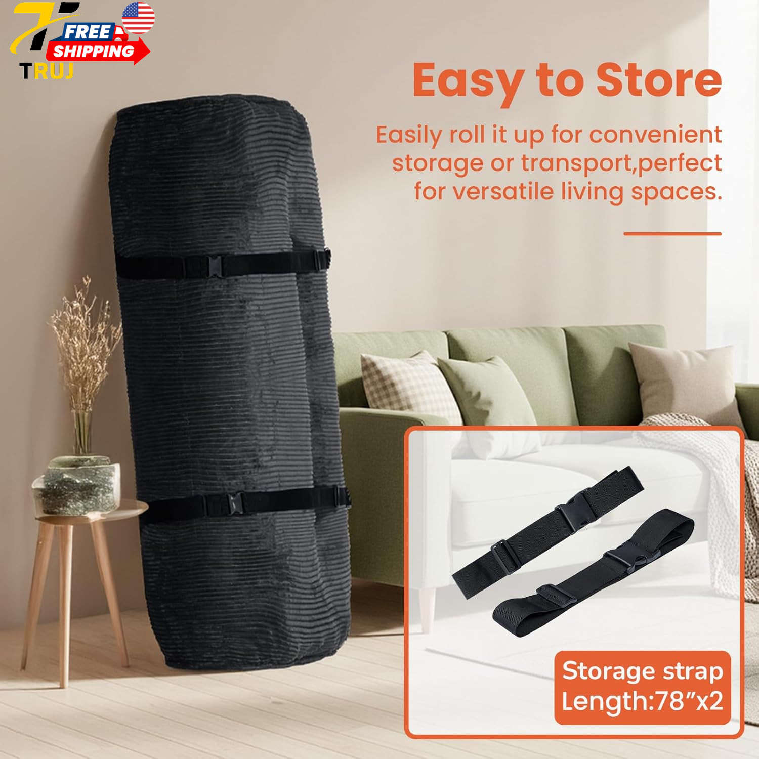 8″ Futon Mattress Full Size Futons Sofa Bed Sleeper Couch Bed Roll Up Mattress w