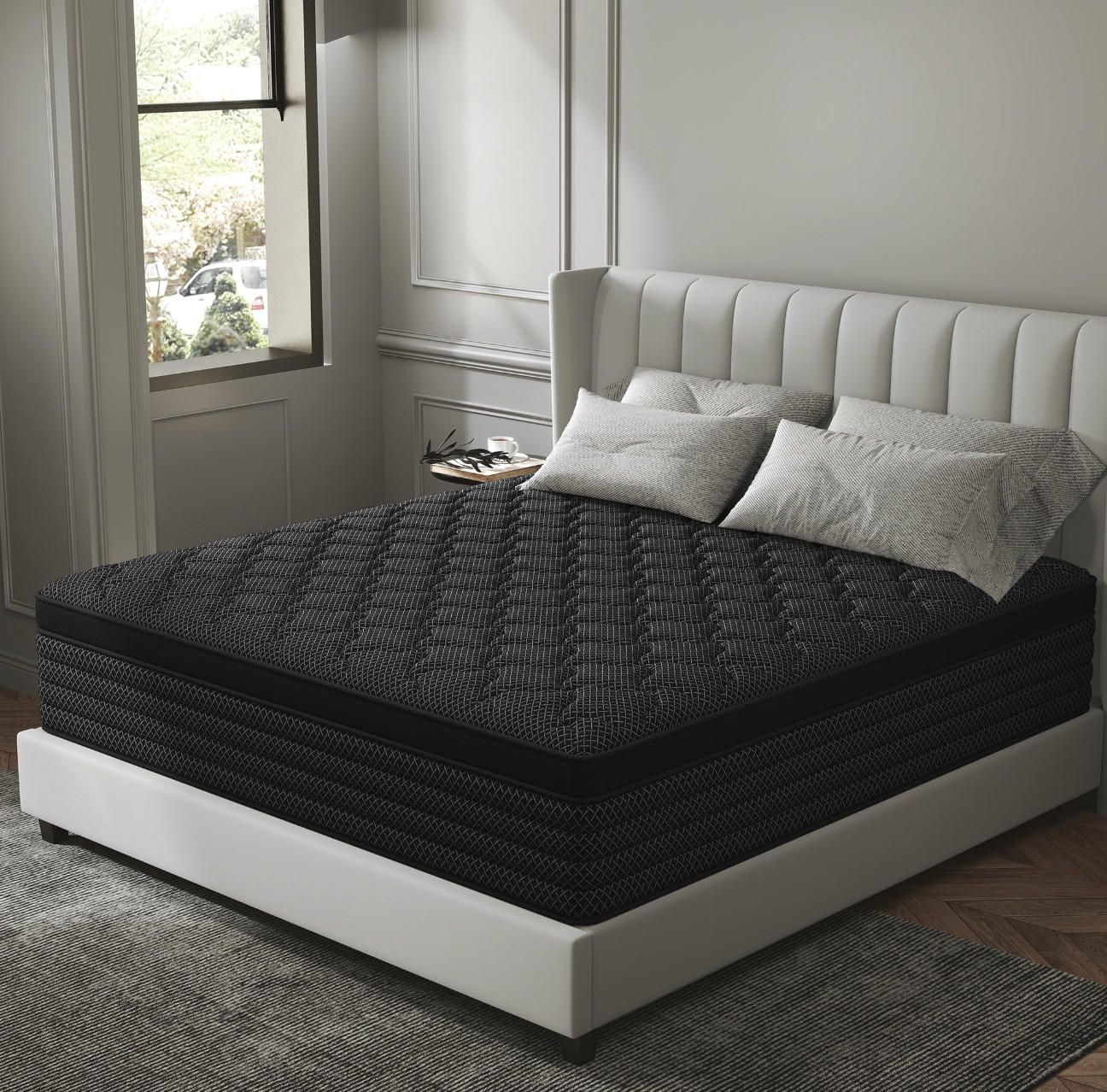 12″ Twin Colchon Pocket Spring Mattress Hybrid Twin Cama Mattress Euro Top Black