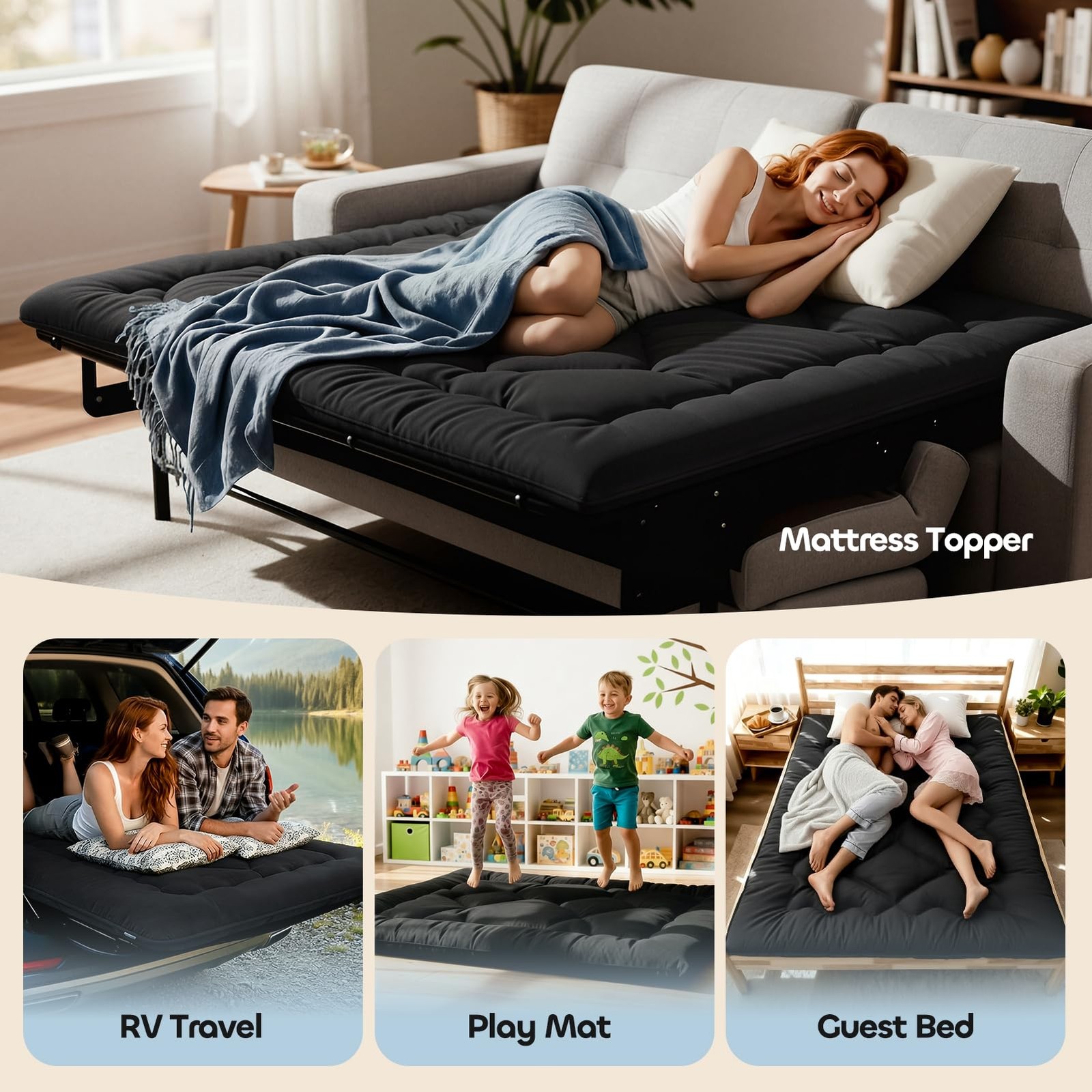 4″ Thick Japanese Floor Mattress – Space Saving Foldable Floor Mattress for G…