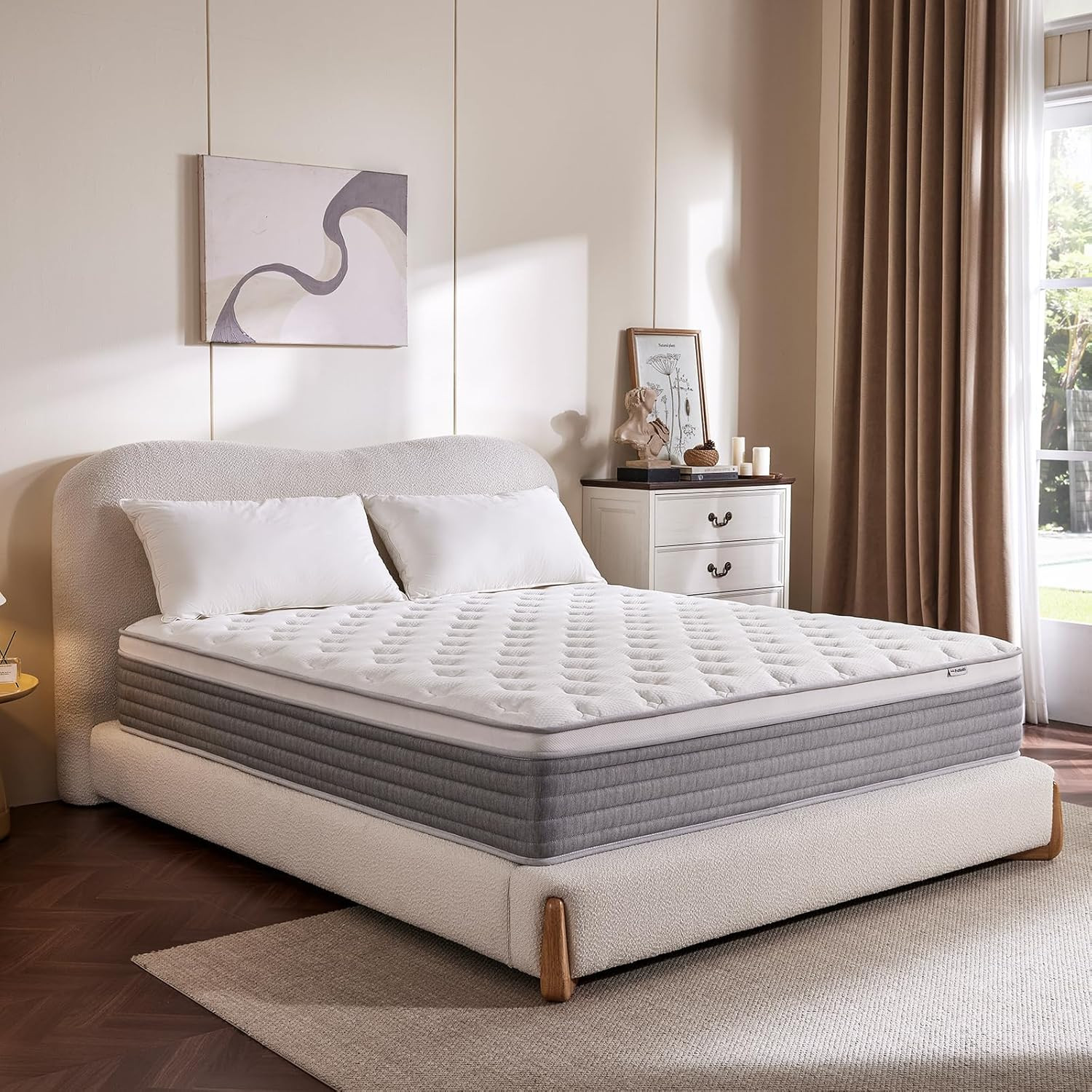 10 Inch Queen Mattress, Comfort Foam & Pocket Coil Hybrid Mattress in a Box, Med