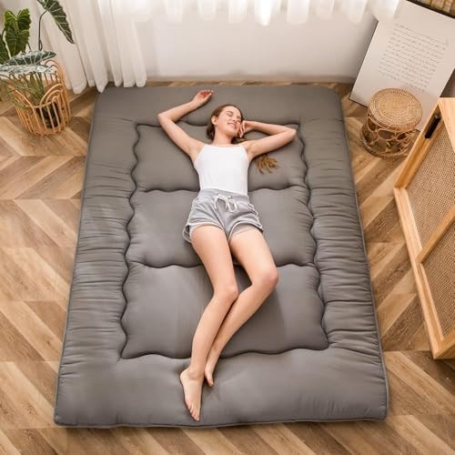 MAXYOYO Japanese Futon Floor Mattress King 78x80In 4-In Foldable Grey
