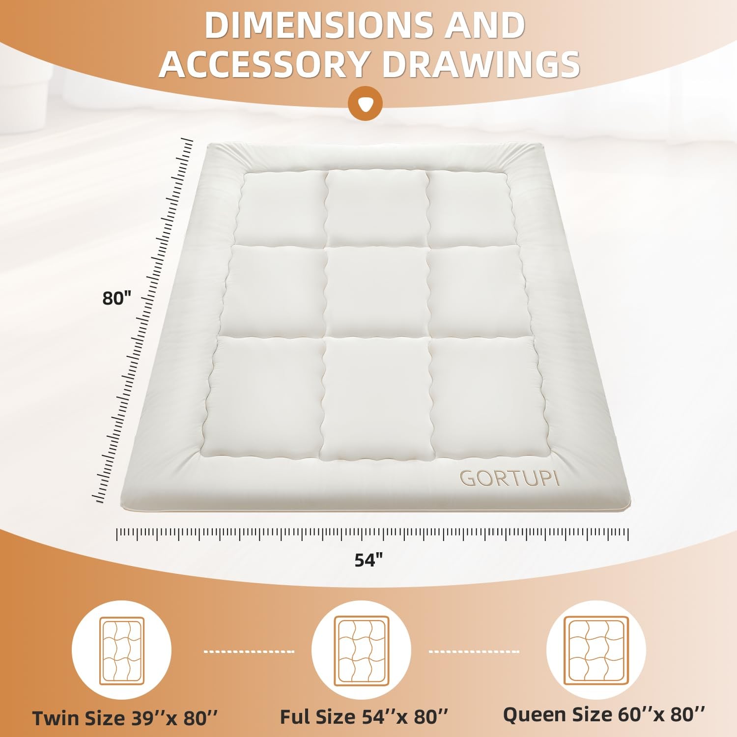 Japanese Floor Futon Mattress 3 Inch Foam Foldable Tatami Bed Kids Play Mat Beig