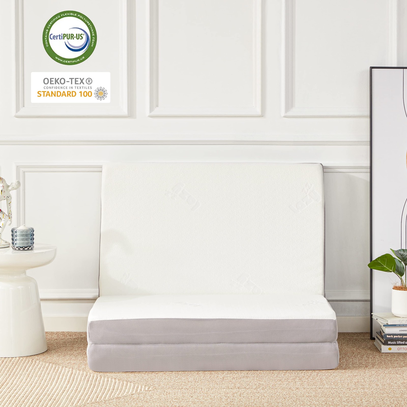 Lazyzizi Folding Mattress, 4 Inch Memory Foam Tri-fold with Breathable Bamboo…